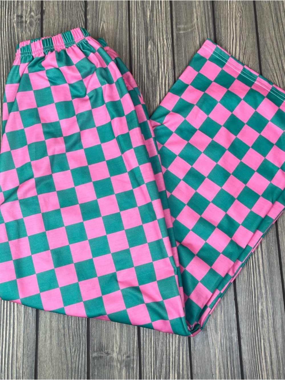 Checkered Pink and Green Pull On Pants Women's XS/S